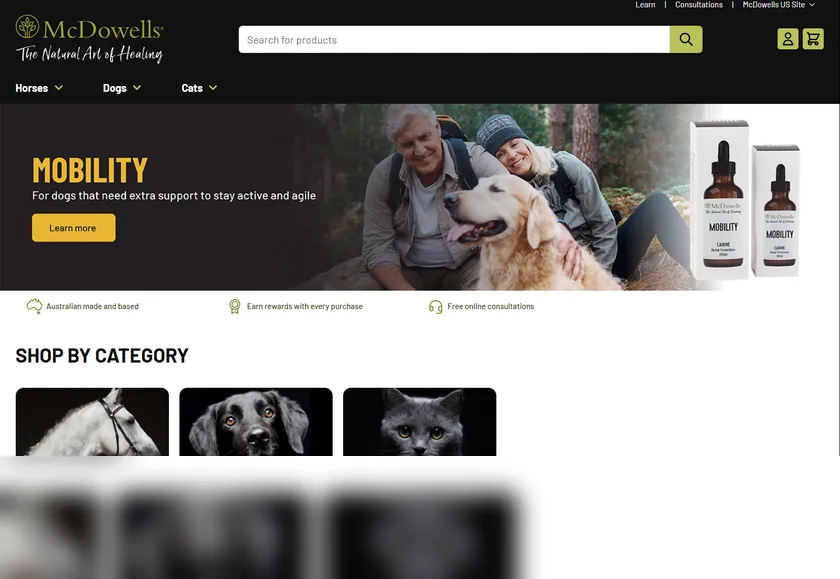 McDowell's Herbal ecommerce homepage preview